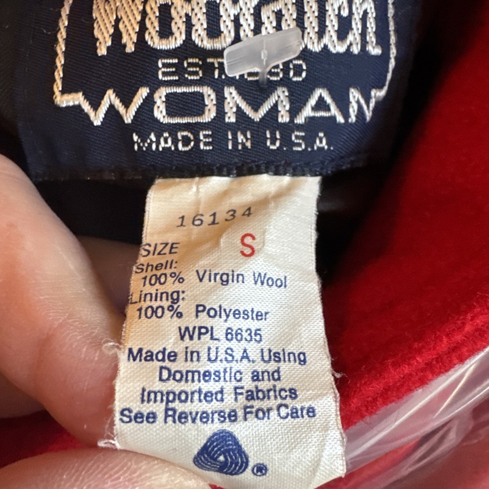 The WOOLRICH Woman Pure Wool Jacket Coat Made‎ USA Red Small EVC Lined 80s - Picture 14 of 15